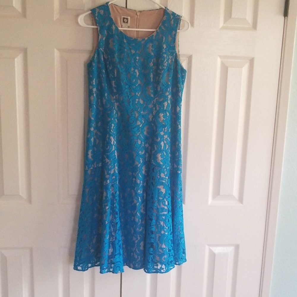 EUC Anne Klein lace dress with nude lining